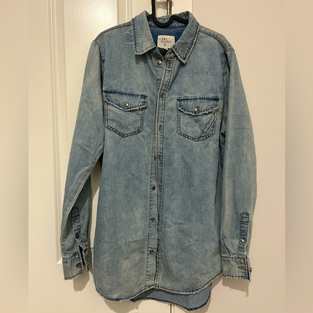 Distressed Denim longline shirt/ jacket